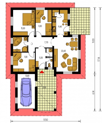 Floor plan of ground floor - BUNGALOW 73